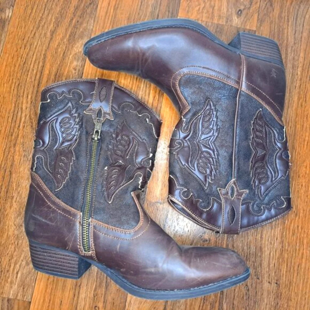 FRYE Carson Firebird Brown Western Style Cowboy Boots Size 5